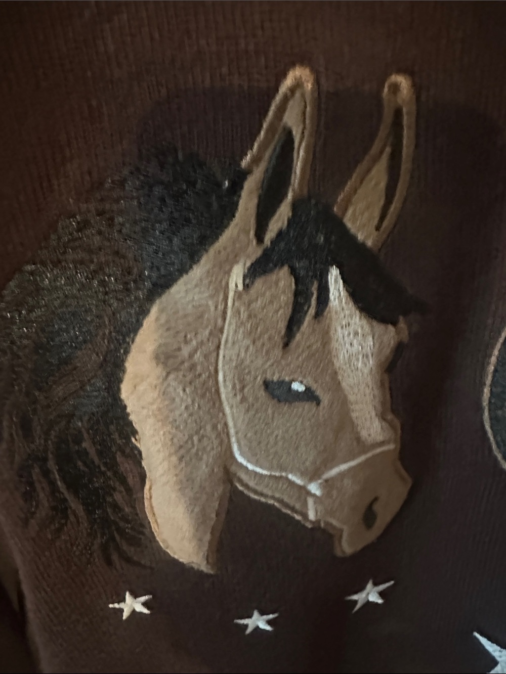 Women's Brown Horse Graphic Cardigan Sweater Size M - Picture 2 of 4